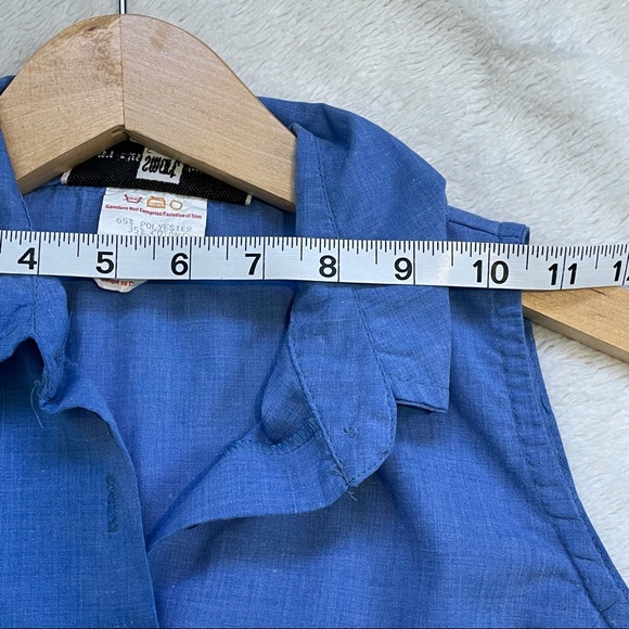 Smart Set Vintage Button Down Collared Sleeveless Blue Blouse Size S - Picture 4 of 7
